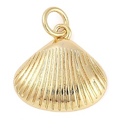 Shell Shape Стойки обшивки латунные подвески, долговечный, без кадмия и без свинца, реальный 18 k позолоченный, с целью перехода в кольце, формы раковины, 14.5x15x2.5 мм, отверстие : 3.5 мм