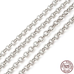 Platinum Rhodium Plated 925 Sterling Silver Rolo Chains, Soldered, Platinum, Link: 2.5x2x1mm