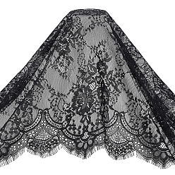 Черный Нейлоновая кружевная ткань, для аксессуаров для одежды, чёрные, 430x3000x0.3 мм