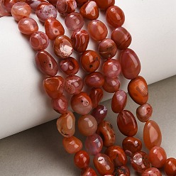 Red Agate Natural Red Agate(Dyed & Heated) Beads Strands, Nuggets, Tumbled Stone, 7~10.5x6~7.5x5~6.5mm, Hole: 1mm, about 48~51pcs/strand, 15.55~15.75 inch(39.5~40cm)