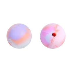 Pink Круглые бусины из пищевого силикона, изготовление ожерелий diy, розовые, 15 мм