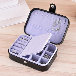 Черный Коробки из искусственной кожи с текстурой ромба, органайзер для ювелирных изделий, для ожерелья, Кольца, серьги и подвески, прямоугольные, чёрные, 16.5x11.5x5.5 см