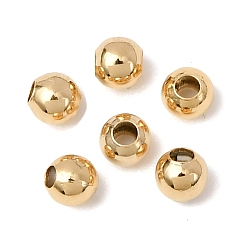Настоящее золото 24K Латунь круглый шарики прокладки, реальный 24 k позолоченный, 3x2 мм, отверстие : 1 мм