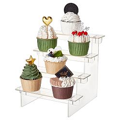 Прозрачный 4-слойный прямоугольный акриловый органайзер для минифигурок, подставки для демонстрации, собранные фигурки / держатель для кукол, прозрачные, готовое изделие: 20x20x20 см