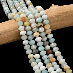 Flower Amazonite Нити из натуральных цветочных бусин амазонита, граненые, рондель, 5.5~6.5x4.5 мм, отверстие : 1 мм, около 91~94 шт / нитка, 15.35'' (39 см) ~ 15.43'' (39.2 см)