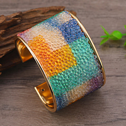 Tartan Цветные железные браслеты-манжеты с узором из страз для женщин, золотой свет, шотландка, внутренний диаметр: 2-1/2 дюйм (6.2 см), 48 мм