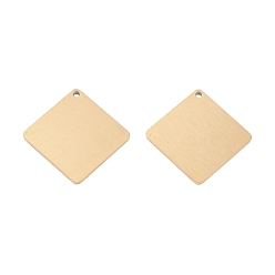 Настоящее золото 24K Ионное покрытие (ip) 304 подвески из нержавеющей стали, пустая бирка с матовой отделкой, лазерная резка, двухсторонний эффект тягового станка, ромб, реальный 24 k позолоченный, 22.5x22.5x1 мм, отверстие : 1.2 мм