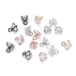 (52) Непрозрачная лаванда Латунные прозрачные кубические циркониевые подвески, долговечный, алмаз, разноцветные, 7x6x6 мм, отверстие : 2 мм