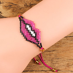 Темно-Розовый Браслеты из стеклянных бусинок, плетеные браслеты из бисера для женщин, губа, темно-розовыми