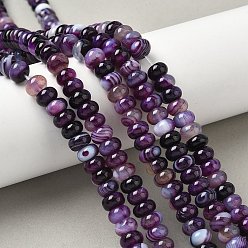 Индиго Натуральные полосатые агатовые бусы, окрашенная и подогревом, рондель, класс А, индиговые, 8~8.5x5 мм, отверстие : 1 мм, около 76~77 шт / нитка, 14.76~14.96 дюйм (37.5~38 см)