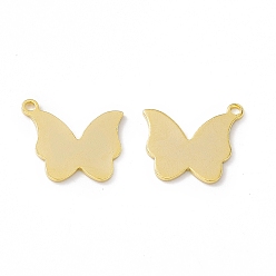Real 24K Gold Plated Brass Pendants, Cadmium Free & Lead Free, Butterfly Charm, Real 24K Gold Plated, 16.5x14.5x0.8mm, Hole: 1.4mm