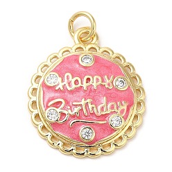 Настоящее золото 18K Латунные микро проложить кубического циркония подвески, с прыгающим кольцом и эмалью, без свинца и без кадмия, плоско-круглые, реальный 18 k позолоченный, 22x19x3 мм, отверстие : 3 мм