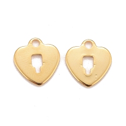 Echt 24 k vergoldet 201 Edelstahl Reize, leere tag stempeln, Herz-Sperre, echt 24 k vergoldet, 10x9.5x0.8 mm, Bohrung: 1.4 mm
