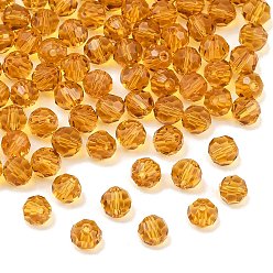 Сиена Имитация Австрийские кристаллические шарики, класс AAA, к 9 стекло, граненый (32 граней), круглые, цвет охры, 4 мм, отверстие : 0.7~0.9 мм