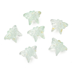 Светло-зеленый Стеклянные бусины, бабочка, с золотой порошок, светло-зеленый, 13x17.5x3 мм, отверстие : 1.4 мм, Около 1063 шт / 1000 г