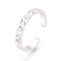 Серебро Текстура 925 открытые кольца-манжеты из стерлингового серебра для женщин, с печатью s925, серебряные, 3 мм, регулируемый