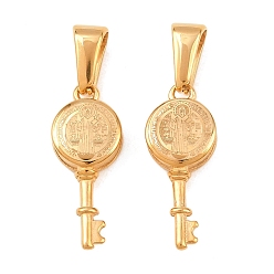Золотой 304 подвески из нержавеющей стали, ключ святого Бенедикта, золотые, 21x8.5x4 мм, отверстие : 7x3.5 мм