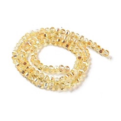 Gold Transparent Electroplate Glass Beads Strands, Golden Plated, Faceted Lantern, Gold, 6x4.5mm, Hole: 1.4mm, about 98pcs/strand, 17.72''(45cm)
