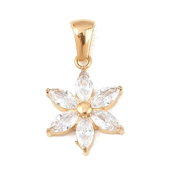 Настоящее золото 18K 316 Подвески из хирургической нержавеющей стали и прозрачного кубического циркония, , вакуумное покрытие pvd, реальный 18 k позолоченный, 18x13.5x3.5 мм, отверстие : 5.5 мм