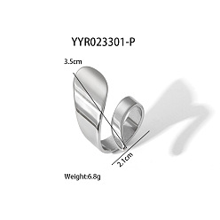 Нержавеющая Сталь Цвет Геометрические 304 открытые манжетные кольца из нержавеющей стали с неровной формой, высококачественные, цвет нержавеющей стали, внутренний диаметр: 21 мм