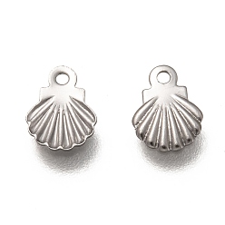 Stainless Steel Color Non-Tarnish 304 Stainless Steel Charms, Shell Shape, Stainless Steel Color, 7.5x6x0.5mm, Hole: 1mm