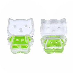 Lime Green Transparent Acrylic Enamel Beads, Cat, Lime Green, 27x21x8mm, Hole: 3.5mm