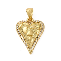 Настоящее золото 18K Латунные микро проложить кубического циркония подвески, сердце, долговечный, без кадмия и без свинца, стойки покрытие, реальный 18 k позолоченный, 20x15x5 мм, отверстие : 3x5.5 мм