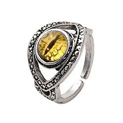 Желтый Открытые манжетные кольца из сплава, форма глаз для мужчин, желтые, размер США 8 (18.1 мм)