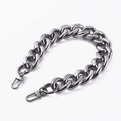 Gunmetal UV Plating ABS Plastic Linking Rings Bag Handles, Wallet Chains, with Zinc Alloy Swivel Clasps & Spring Gate Rings, Gunmetal, 15.7 inch(40cm)