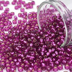 (2223) Silver Lined Dragonfruit Тохо 8/0 круглые бусины, японский бисер, (2223) драконий фрукт в серебряной подкладке, 3 мм, отверстие : 1 мм, Около 222 шт / 10 г