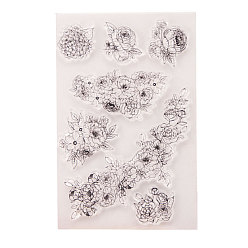 Flower Clear Silicone Stamps, for DIY Scrapbooking, Photo Album Decorative, Cards Making, Stamp Sheets, Flower, 15.5x10.5cm