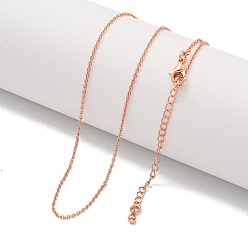 Rose Gold Brass Cable Chain Necklaces for Women, Rose Gold, 17.87 inch(454mm)