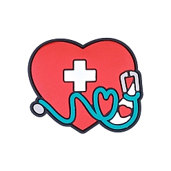 Сердце Сердце медицинской тематики со стетоскопом, пищевые силиконовые бусины, сердце, 30x26 мм