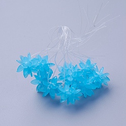 Небесно-голубой Стеклянные бусины тканые, цветок / бенгальский, изготовлен из конских глазных чар, голубой, 13 мм