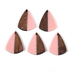 Pink Подвески из смолы и ореха, слеза, розовые, 25.1x18.9x3.4 мм, отверстие : 1.6 мм