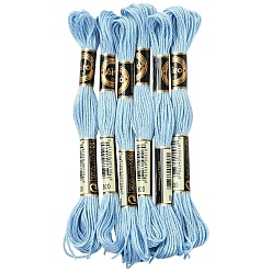 Sky Blue 6Bundles Polyester Embroidery Floss, Cross Stitch Threads, Sky Blue, 1mm, about 8.75 Yards(8m)/Bundle