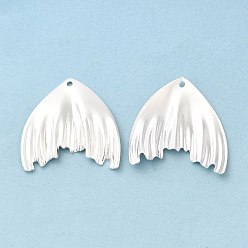 Посеребрённый Стойки обшивки латунь филигранные подвески, без кадмия и без свинца, очарование рыбий хвост, 925 серебро покрытием, 23x23x1 мм, отверстие : 1.2 мм