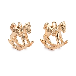 Настоящее золото 18K Латунные подвески, лошадка прелести, реальный 18 k позолоченный, 13x14x6.5 мм, отверстие : 1.4~1.5 мм