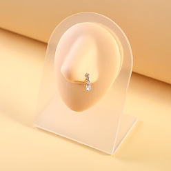 Ананас 316l хирургические кольца для носа из нержавеющей стали с микропрорезью и прозрачным кубическим цирконием в форме буквы L, цвет нержавеющей стали, ананас, 7 мм, штифты : 0.8 мм