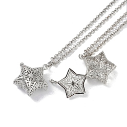 Platinum Brass Pendant Necklaces, Iron Rolo Chains, Star, Platinum, 31.77 inch(807mm)