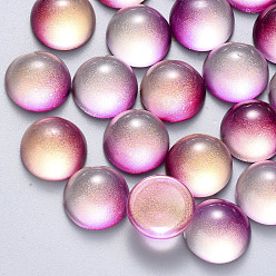 Сливовый Прозрачный лак окрашенные стекла кабошонов, с блеском порошок, полукруглые / купольные, слива, 12x6 мм