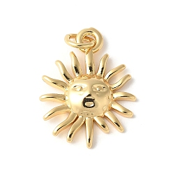 Настоящее золото 18K Подвески в виде солнца из латуни, без кадмия и без свинца, реальный 18 k позолоченный, 21x16x3 мм, отверстие : 3.5 мм