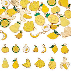 Mixed Shapes 26 шт 13 стили подвески из сплава эмали, золотой свет, фруктовое очарование, разнообразные, 21x16.5x1.5 мм, отверстие : 1.6 мм, 2 шт / стиль