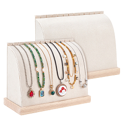 Blanc Floral Présentoirs à bijoux en velours et en bois pour colliers, floral blanc, 21x9x15.8 cm