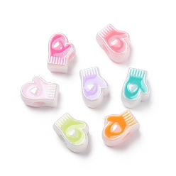 (52) Непрозрачная лаванда УФ-покрытие Радужные переливающиеся акриловые европейские бусины, бусины с большим отверстием, с эмалью, перчатка, разноцветные, 13x9.5x7.3 мм, отверстие : 4 мм