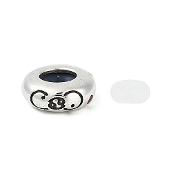 Рак 925 Европейские бусины из стерлингового серебра с разноцветными кубическими цирконами, шариков Rondelle, рак, 9.5x3.5 мм, отверстие : 4.5 мм