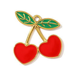Красный 304 нержавеющей стальной эмали подвески, черри прелести, ионное покрытие (ip), реальный 18 k позолоченный, красные, 29x26 мм