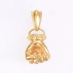 Golden 304 Stainless Steel Pendants, Fist, Golden, 27.5x19x13mm, Hole: 7.5x13mm