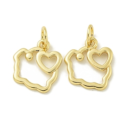 Свинья Стойки обшивки латунные подвески, с прыжковых колец, долговечный, без свинца и без кадмия, зодиакальный шарм, свинья, 13.5x11.5x1.5 мм, отверстие : 3.5 мм