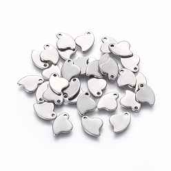 Edelstahl Farbe Anlaufgeschützt 201 Charms aus Edelstahl, leere tag stempeln, Herz, Edelstahl Farbe, 12x9x1 mm, Bohrung: 1.4 mm
